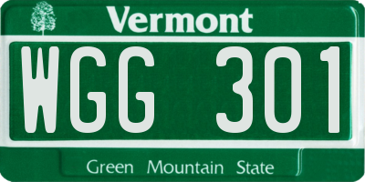 VT license plate WGG301