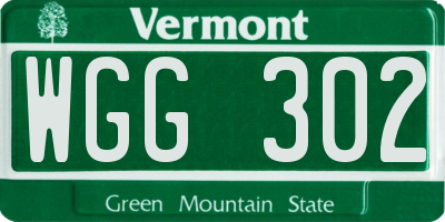VT license plate WGG302