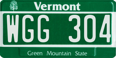 VT license plate WGG304