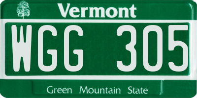 VT license plate WGG305