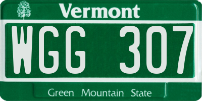 VT license plate WGG307