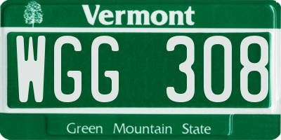 VT license plate WGG308