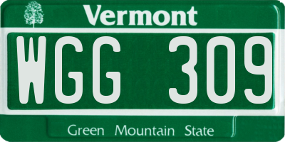 VT license plate WGG309
