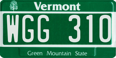 VT license plate WGG310