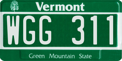 VT license plate WGG311
