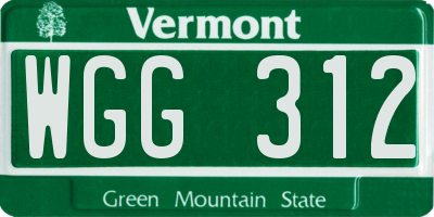 VT license plate WGG312