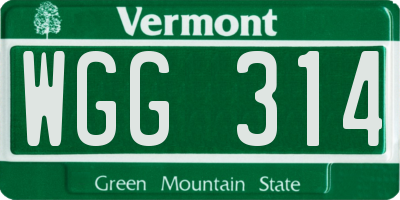 VT license plate WGG314