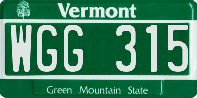 VT license plate WGG315