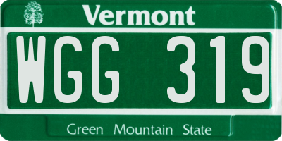 VT license plate WGG319