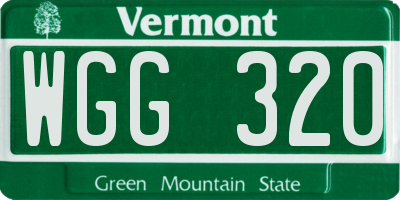VT license plate WGG320