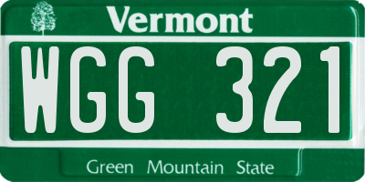 VT license plate WGG321