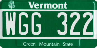 VT license plate WGG322
