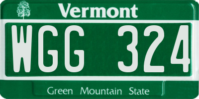 VT license plate WGG324