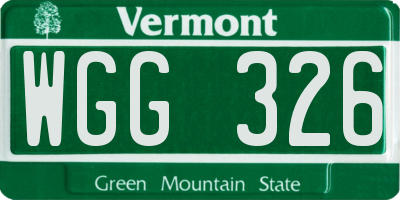 VT license plate WGG326