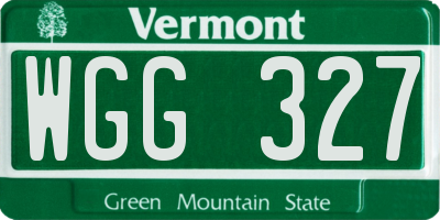 VT license plate WGG327