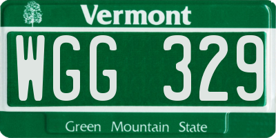 VT license plate WGG329