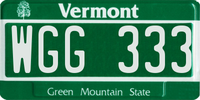 VT license plate WGG333