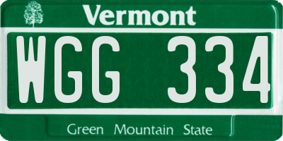 VT license plate WGG334