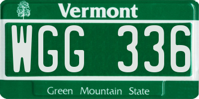 VT license plate WGG336