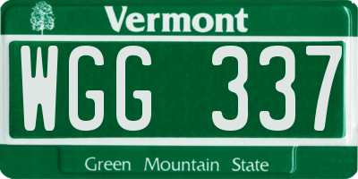 VT license plate WGG337