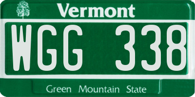 VT license plate WGG338