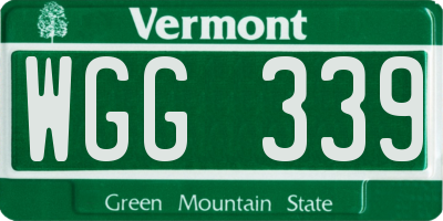 VT license plate WGG339