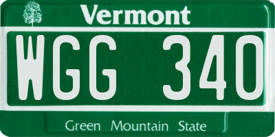 VT license plate WGG340