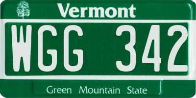 VT license plate WGG342