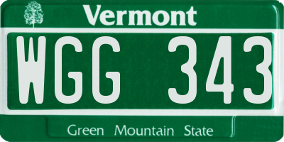 VT license plate WGG343