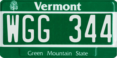 VT license plate WGG344