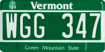 VT license plate WGG347