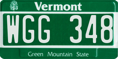 VT license plate WGG348
