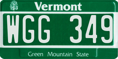 VT license plate WGG349