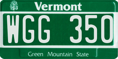 VT license plate WGG350