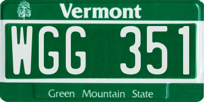 VT license plate WGG351
