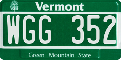 VT license plate WGG352