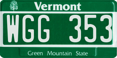 VT license plate WGG353