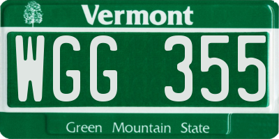 VT license plate WGG355