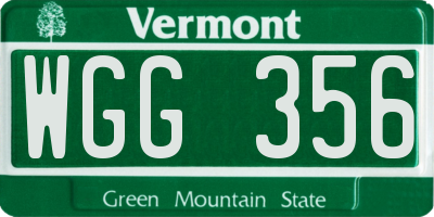 VT license plate WGG356