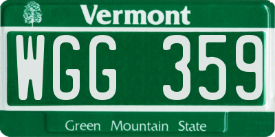 VT license plate WGG359