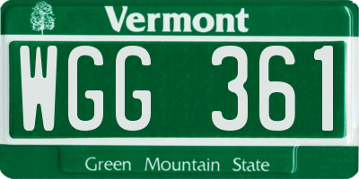 VT license plate WGG361
