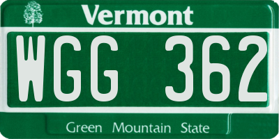 VT license plate WGG362