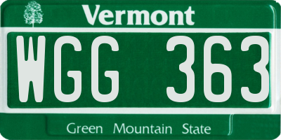 VT license plate WGG363