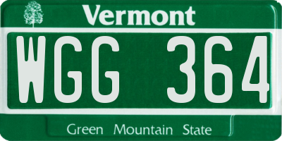 VT license plate WGG364