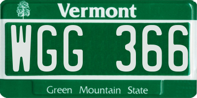 VT license plate WGG366
