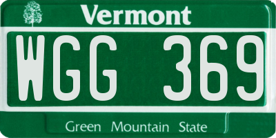 VT license plate WGG369