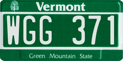 VT license plate WGG371