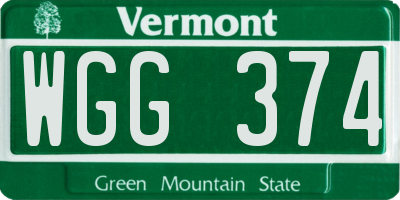 VT license plate WGG374