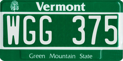 VT license plate WGG375