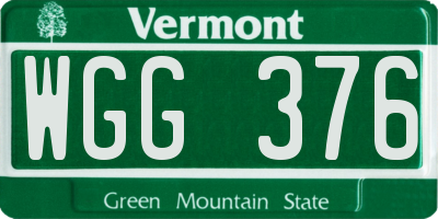 VT license plate WGG376